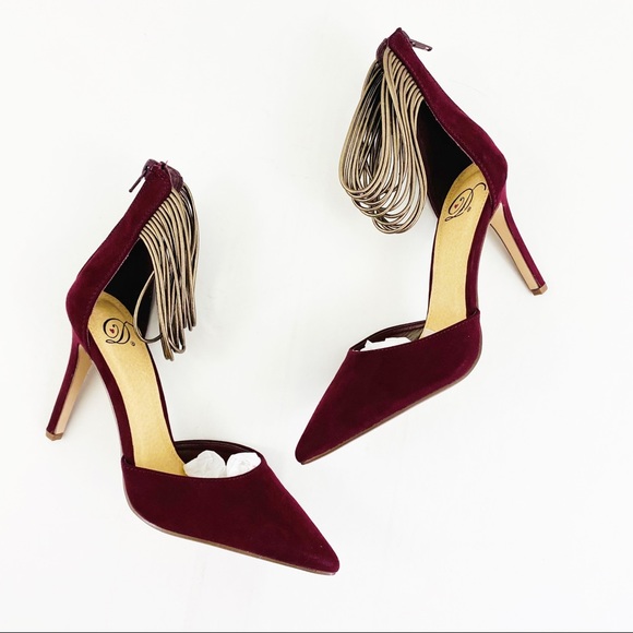 Francesca's Collections Shoes - Francesca’s Burgundy Point Toe Strappy Ankle Heels